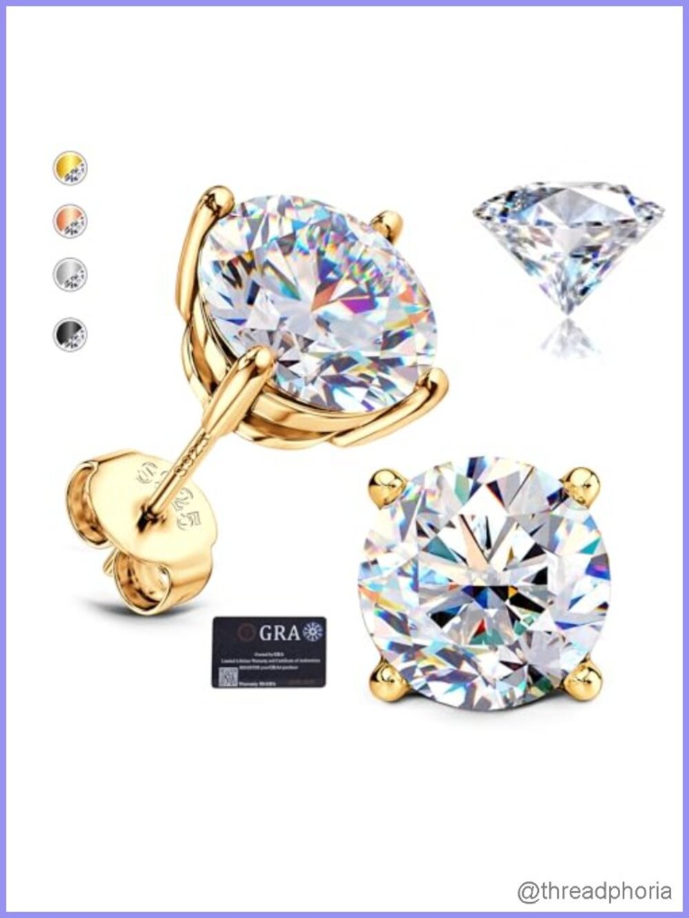 Moissanite Stud Earrings 925 Sterling Silver Hypoallergenic Prong Set